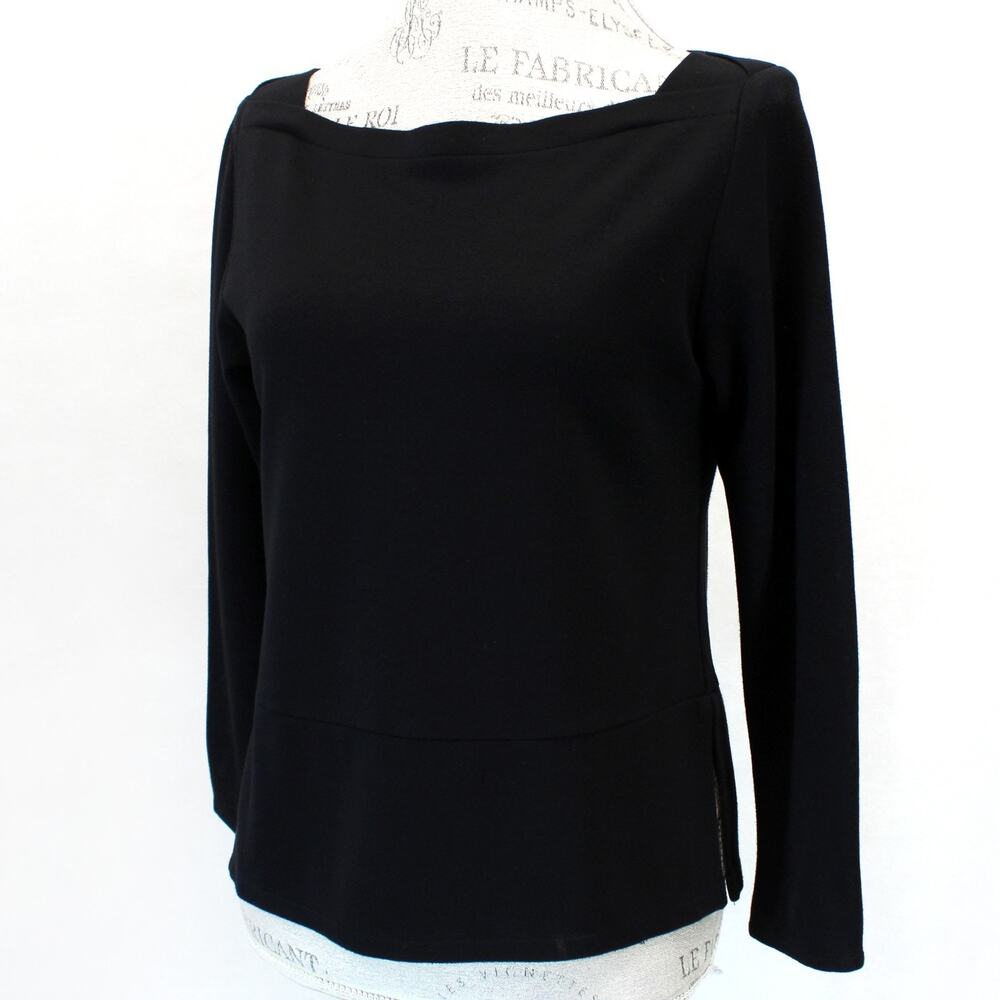 Diana Slavin Boat Neck Top Pullover Long Sleeve Casual Style Minimalist Small